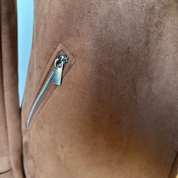 Magaschoni Faux Suede Brown Trench Coat - Size XS - Picture 5 of 10